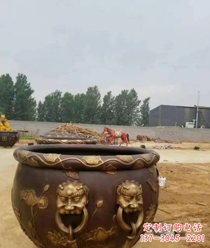 泰安寺庙水缸铜雕 (4)