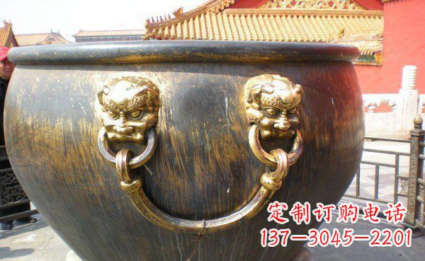 泰安寺庙水缸铜雕 (3)