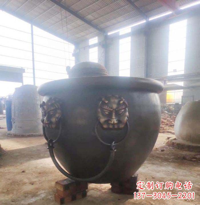 泰安寺庙水缸铜雕