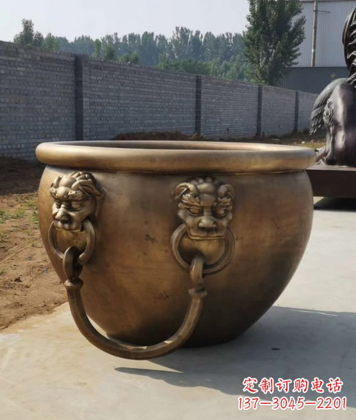 泰安寺庙铜雕水缸