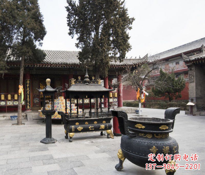 泰安寺庙铜香炉铜雕