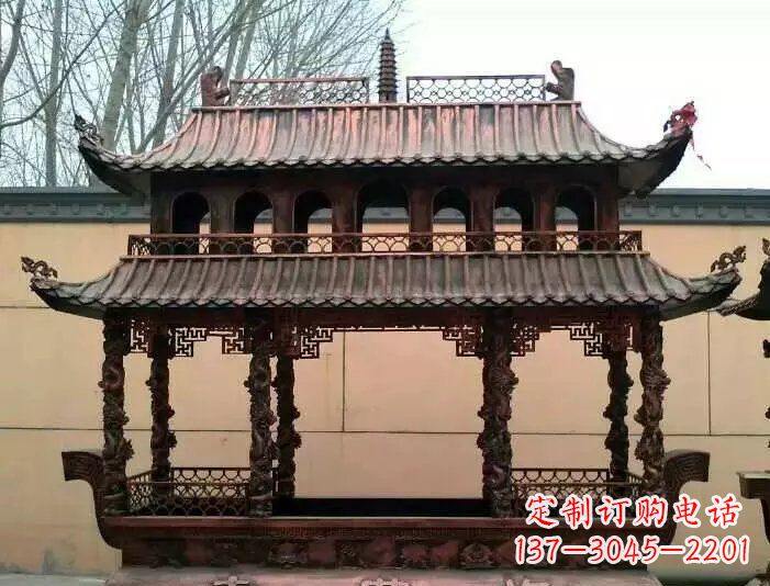 泰安寺庙香炉铜雕 (3)