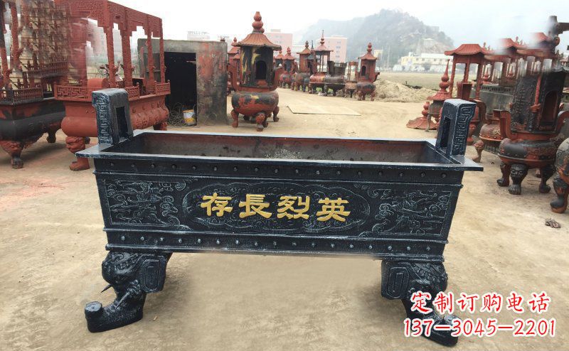 泰安寺庙香炉铜雕 (4)