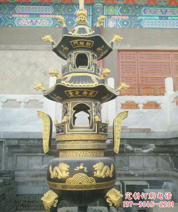 泰安寺庙香炉铜雕_1