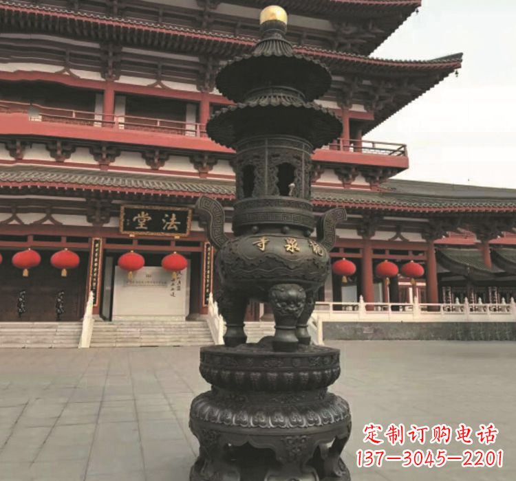 泰安寺庙香炉铜雕222