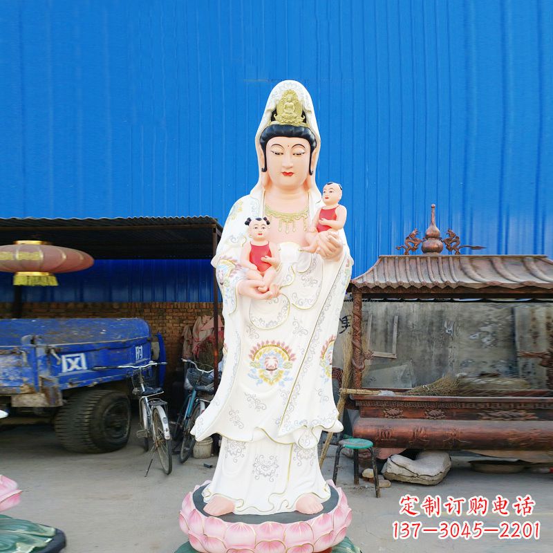 泰安送子观音彩绘玻璃钢雕塑