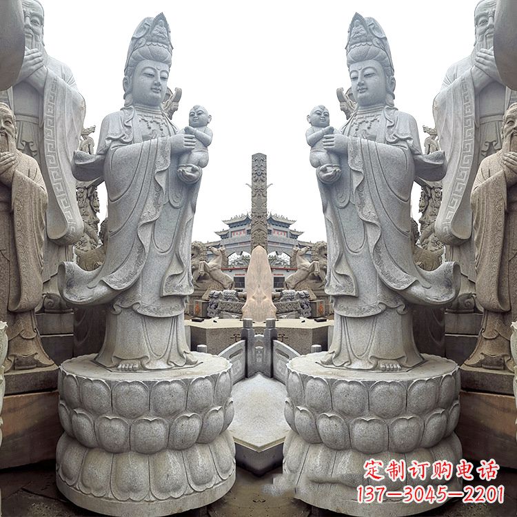 泰安送子观音青石雕塑