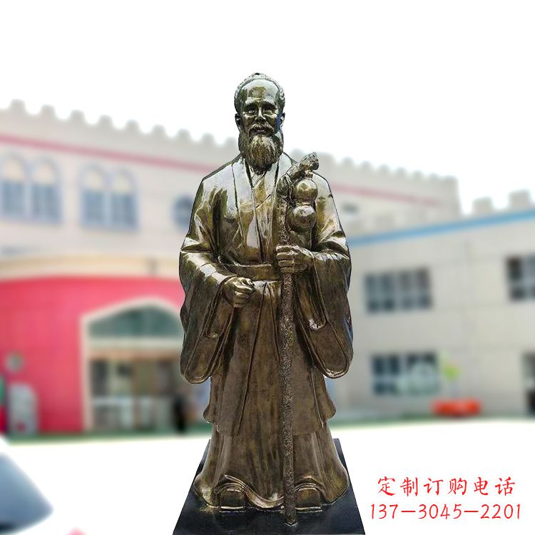 泰安孙思邈仿铜玻璃钢雕塑-医院著名医学人物雕像