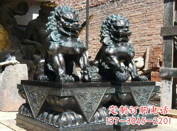 泰安天安门狮子铜雕塑