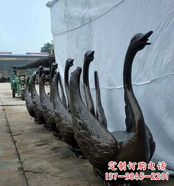 泰安天鹅喷泉铜雕,园林喷泉水景流水组件