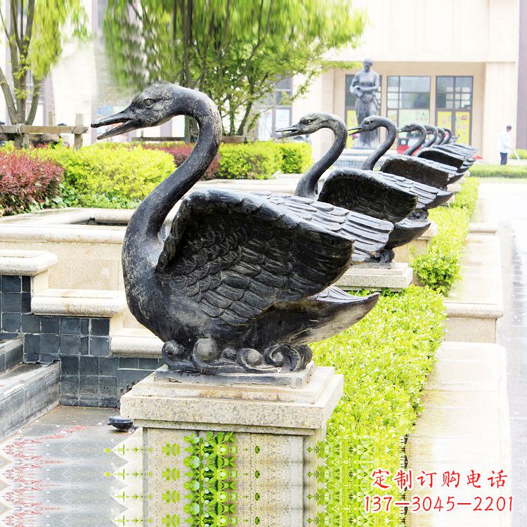 泰安天鹅铜雕喷水喷泉-纯铜铸造公园水渠水景动物雕塑