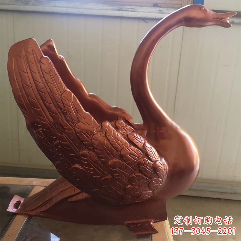 泰安天鹅铜雕塑,喷泉吐水天鹅装饰摆件