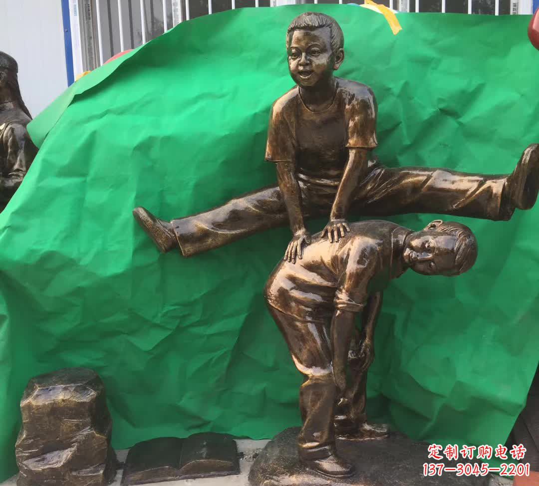 泰安跳马儿童铜雕