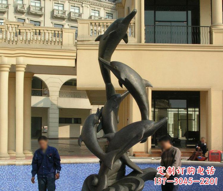 泰安跳跃海豚景观铜雕