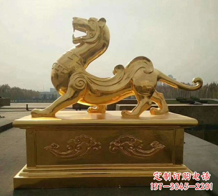 泰安贴金古代神兽青龙雕塑