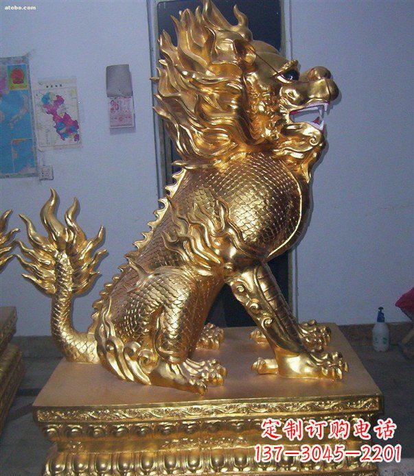 泰安贴金麒麟招财神兽铜雕