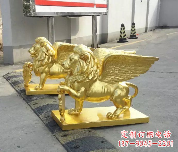 泰安贴金圣马可飞狮铜雕