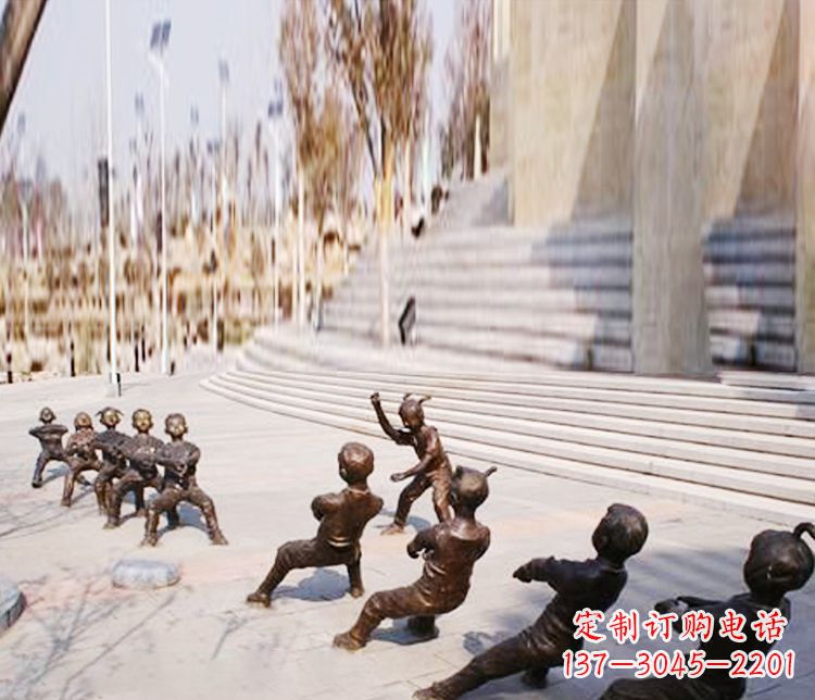 泰安铜雕拔河儿童游戏雕塑