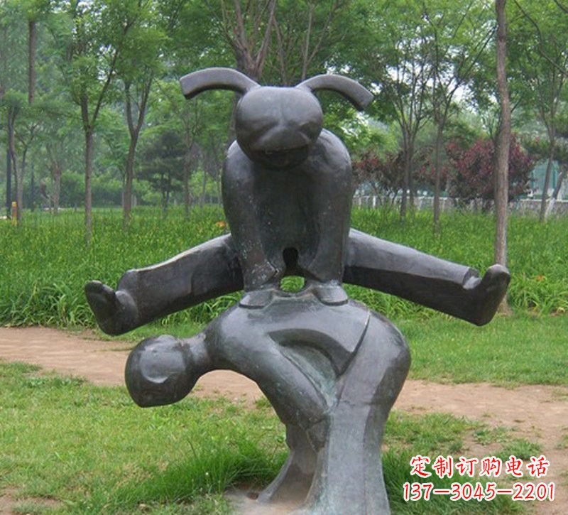 泰安铜雕抽象跳山羊儿童