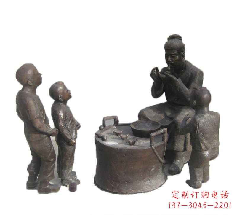 泰安铜雕吹糖人的古代人物