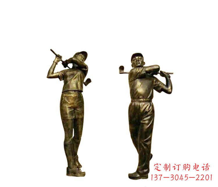 泰安铜雕打高尔夫球人物雕塑