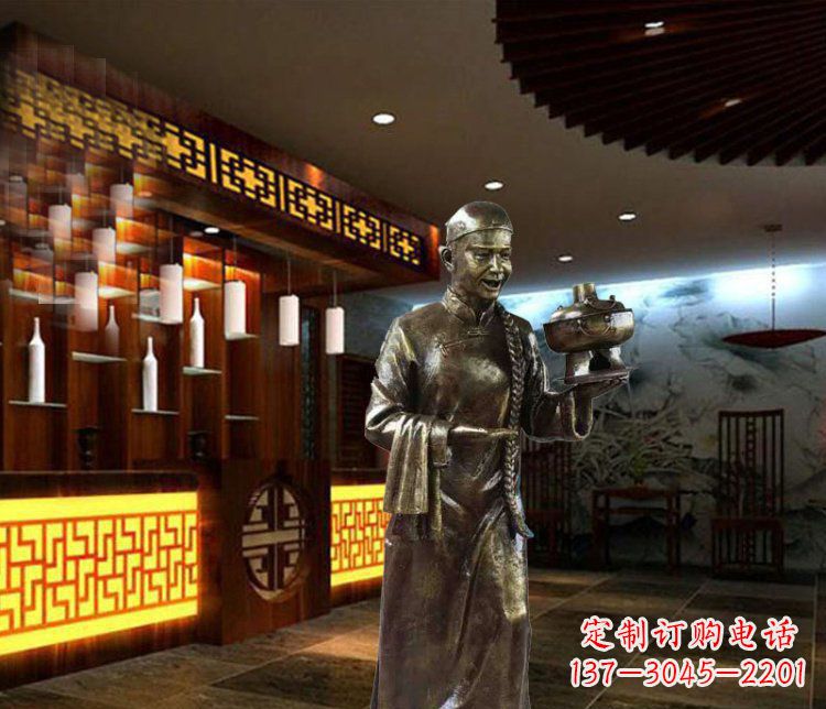 泰安铜雕店小二小品人物雕塑