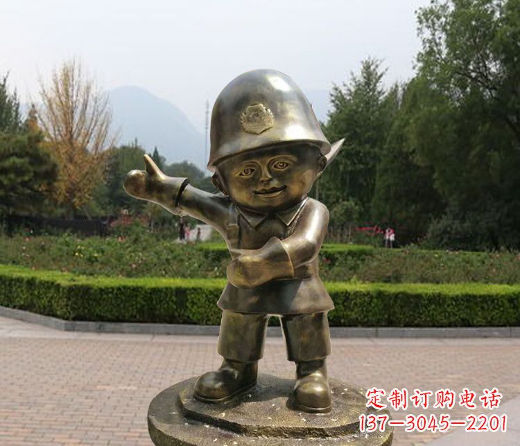 泰安铜雕儿童交通警察