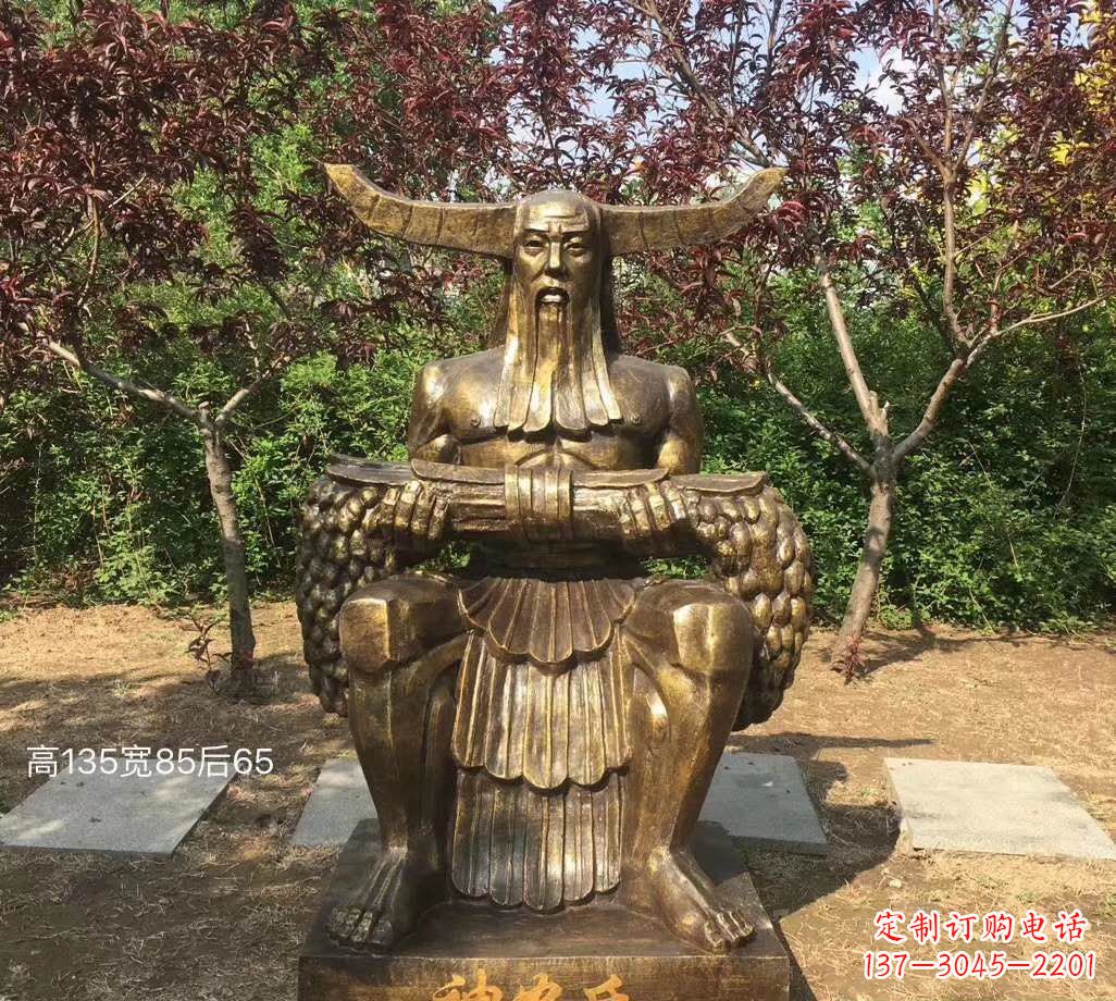 泰安铜雕古代神农氏人物雕塑