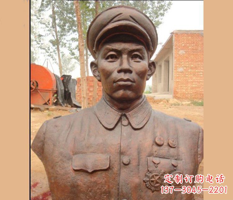 泰安铜雕广场军人胸像雕塑