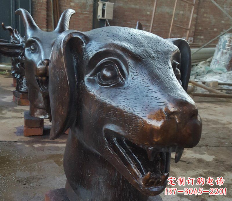 泰安铜雕广场生肖动物头像装饰摆件