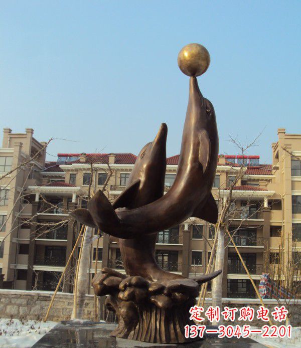 泰安铜雕海豚雕塑 (2)