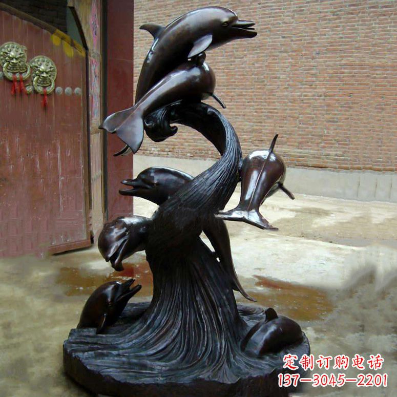 泰安铜雕海豚景观雕塑