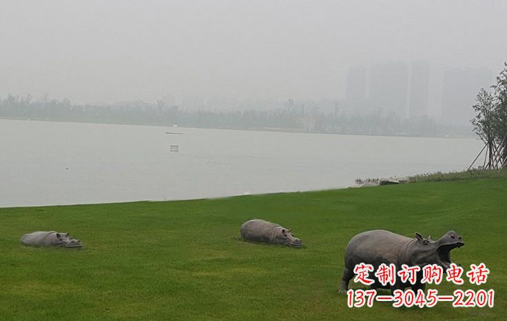 泰安铜雕河马公园动物雕塑