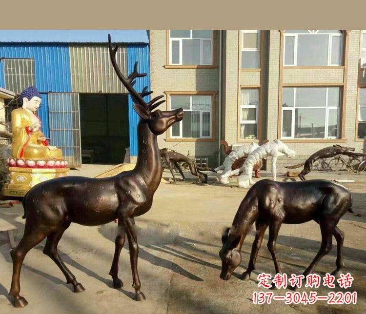 泰安铜雕户外公园动物雕塑鹿摆件 (2)