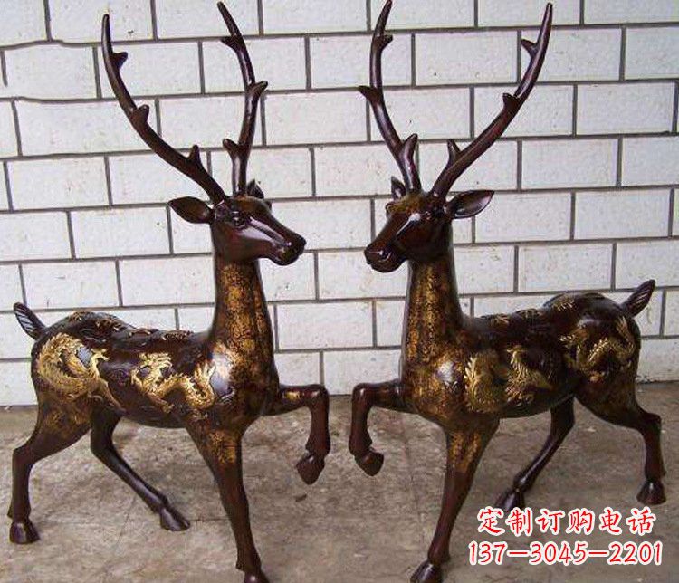 泰安铜雕吉祥复古梅花鹿雕塑摆件