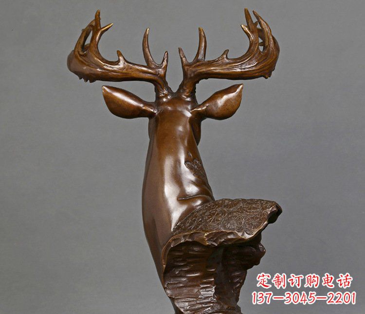 泰安铜雕吉祥招财鹿头雕塑摆件