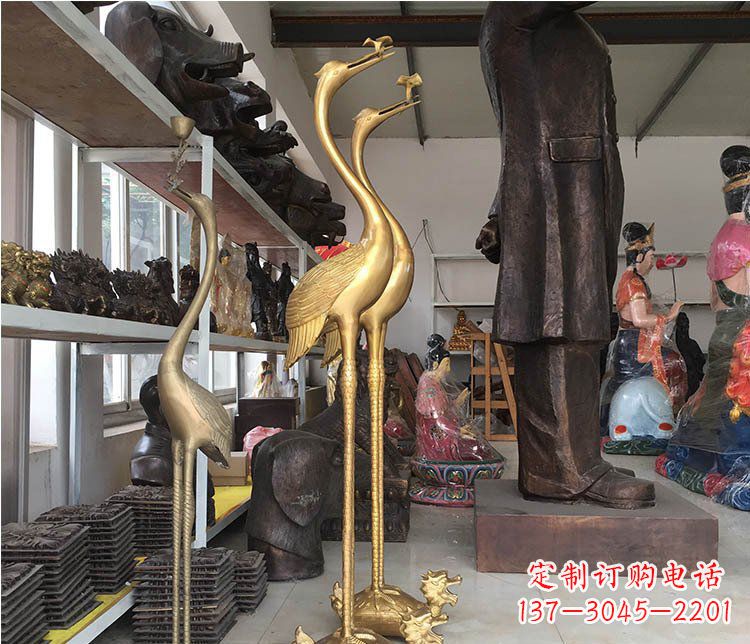 泰安铜雕金属仙鹤动物雕塑