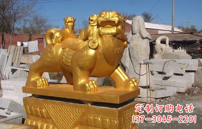 泰安铜雕母子貔貅