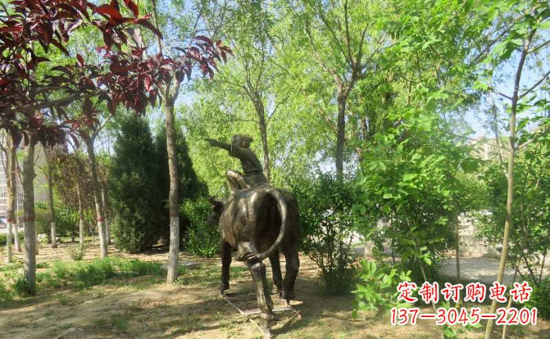 泰安铜雕牧童骑牛雕塑