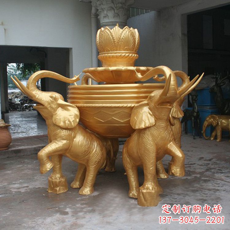 泰安铜雕喷水大象雕塑