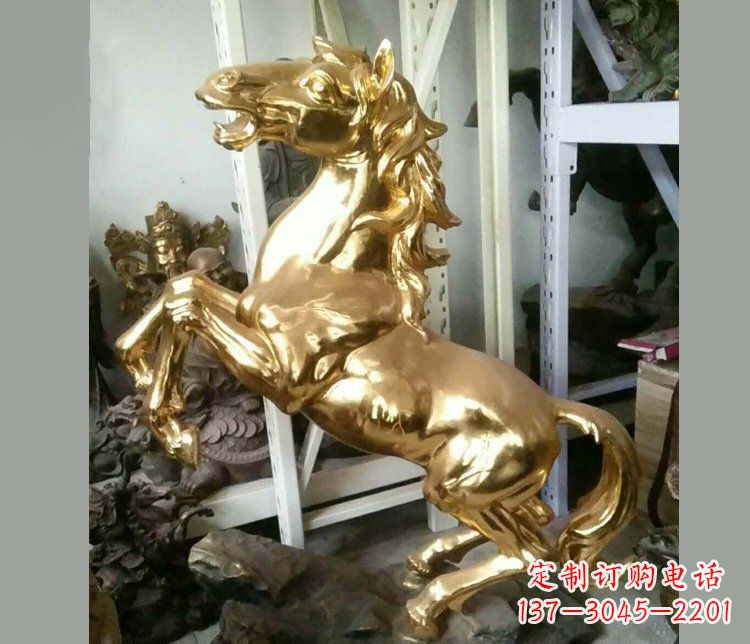 泰安铜雕商场招财动物马雕塑 (2)