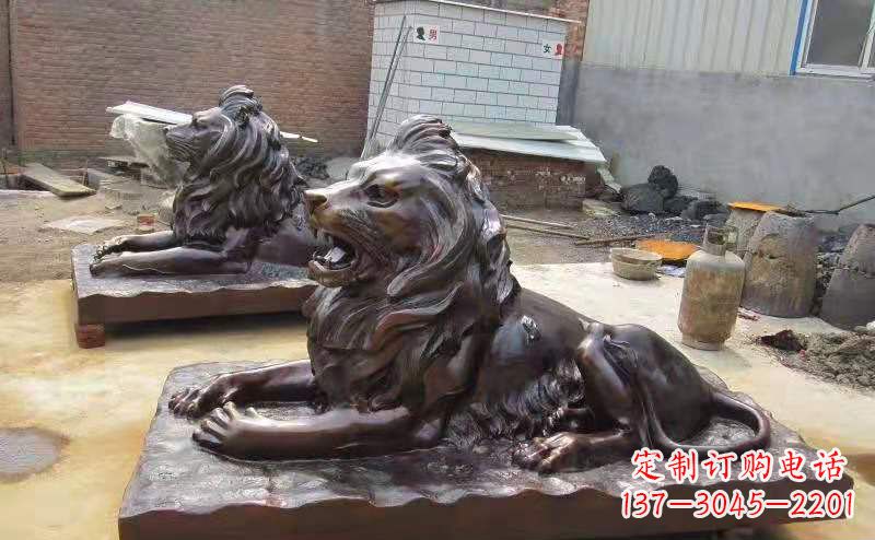 泰安铜雕狮子户外摆件镇宅动物雕塑
