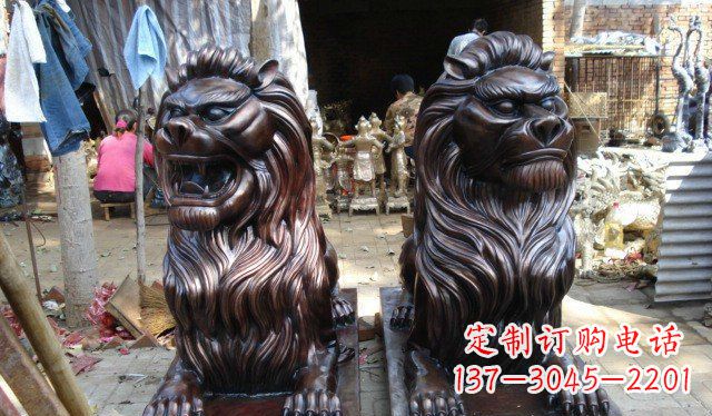 泰安铜雕狮子公司门口雕塑 (2)