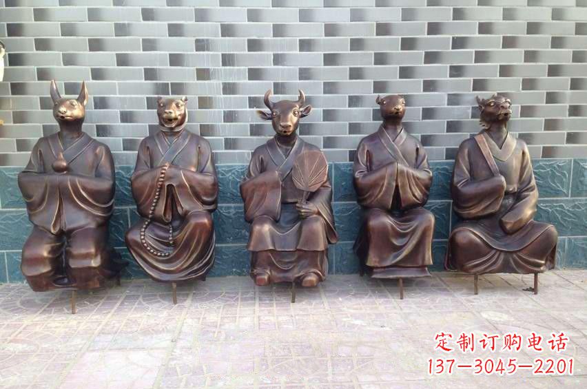 泰安铜雕兽首人身十二生肖雕塑