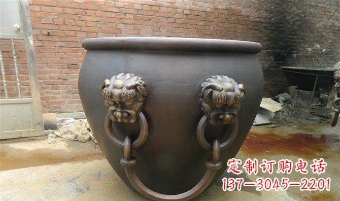 泰安铜雕水缸寺庙景观雕塑_2