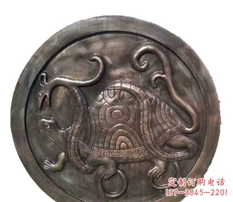 泰安铜雕乌龟与蛇壁画摆件