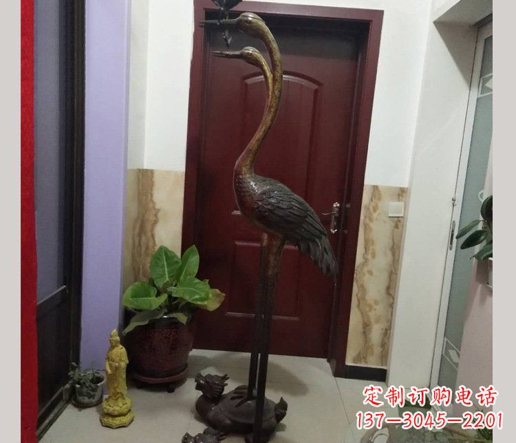 泰安铜雕仙鹤踩龟雕塑摆件 (2)
