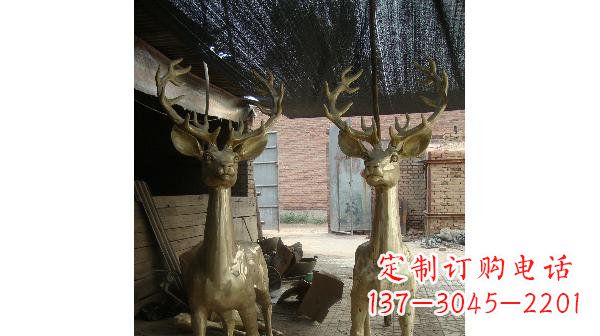 泰安铜雕小鹿公园动物雕塑 (2)