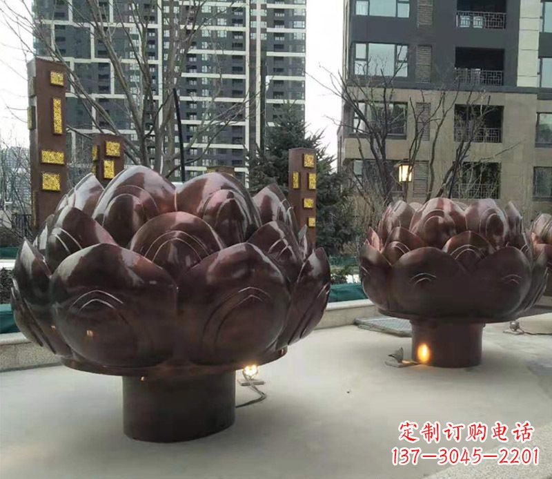 泰安铜雕小区景观荷花