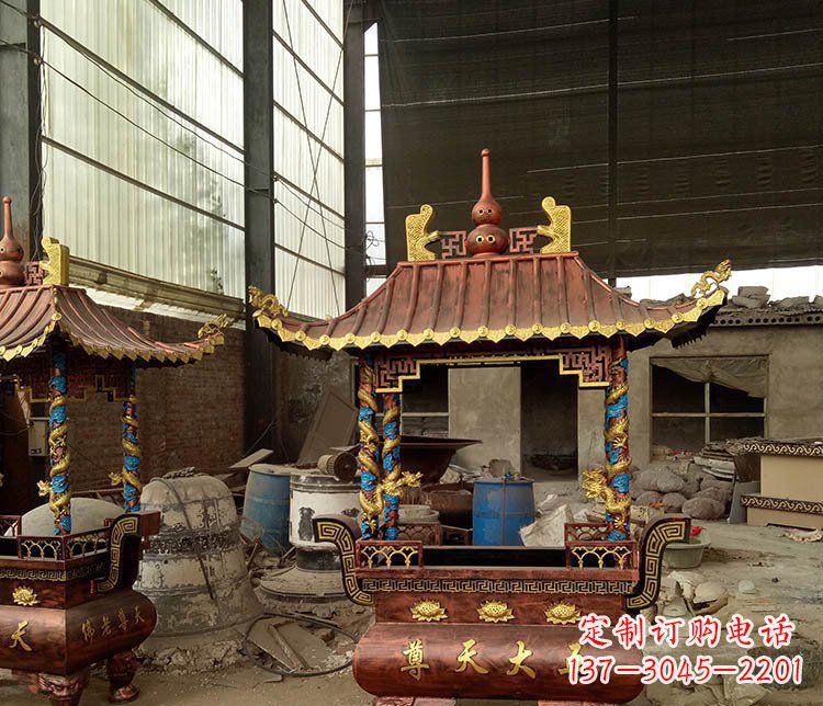 泰安铜雕小型寺庙香炉摆件